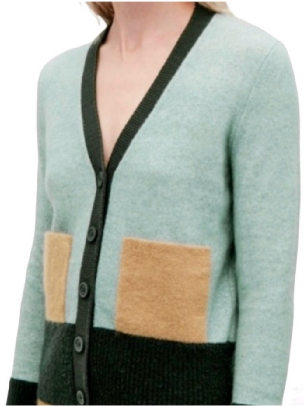 COS Wool  Colorblock Neutral Earthy Tones Button-up Cardigan - Picture 2 of 10